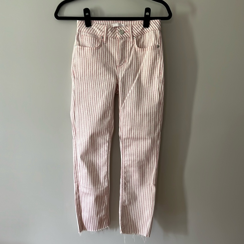 LC Lauren Conrad size 2 skinny crop jeans pink stripe